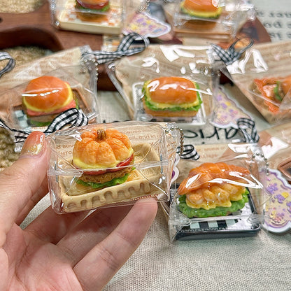 1A【Mini Pumpkin Burger 】Inedible Handmade Silicone Squishy Toy