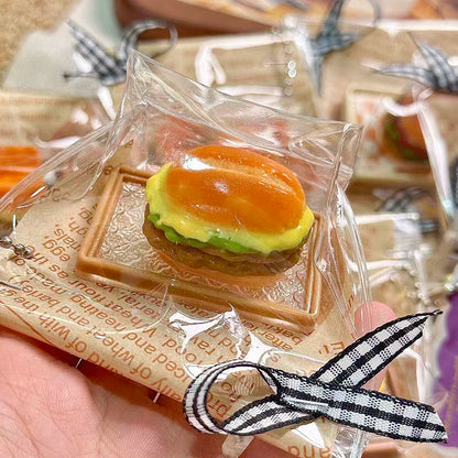 1A【Mini Pumpkin Burger 】Inedible Handmade Silicone Squishy Toy