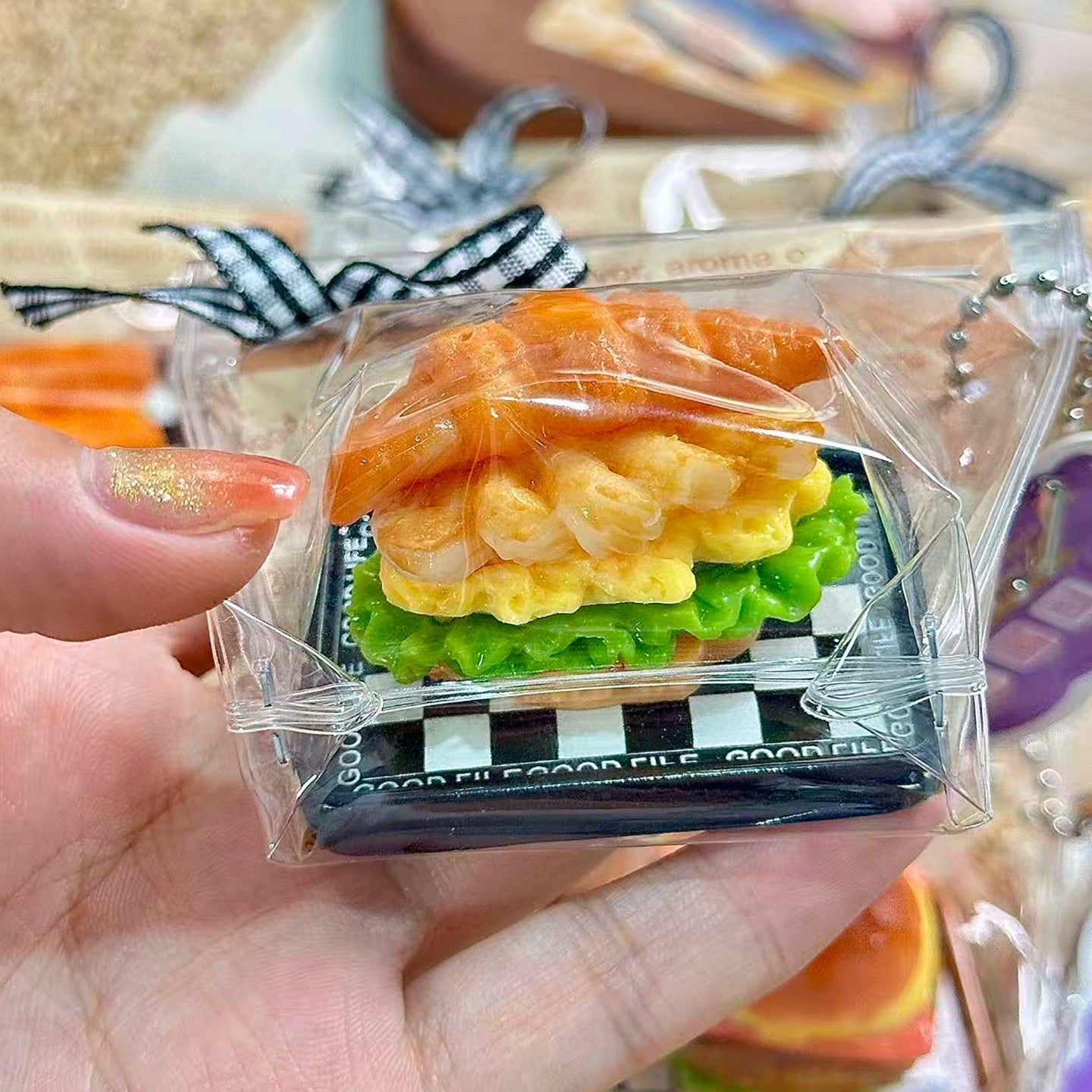 1A【Mini Pumpkin Burger 】Inedible Handmade Silicone Squishy Toy