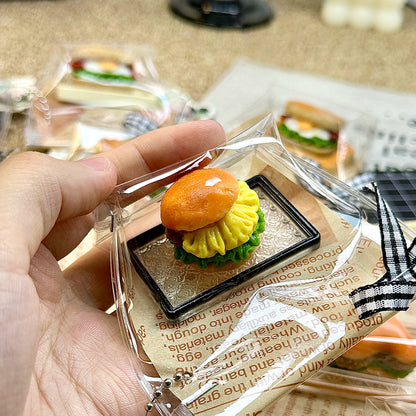 1A【Mini Pumpkin Burger 】Inedible Handmade Silicone Squishy Toy