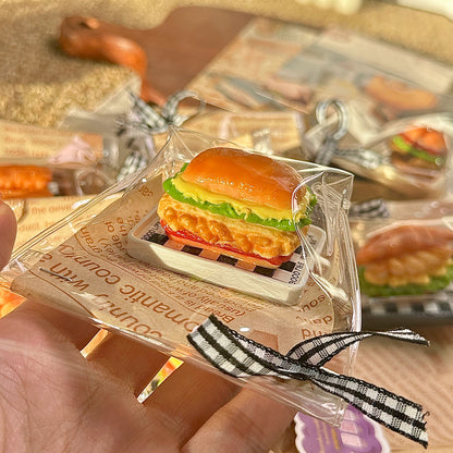 1A【Mini Pumpkin Burger 】Inedible Handmade Silicone Squishy Toy