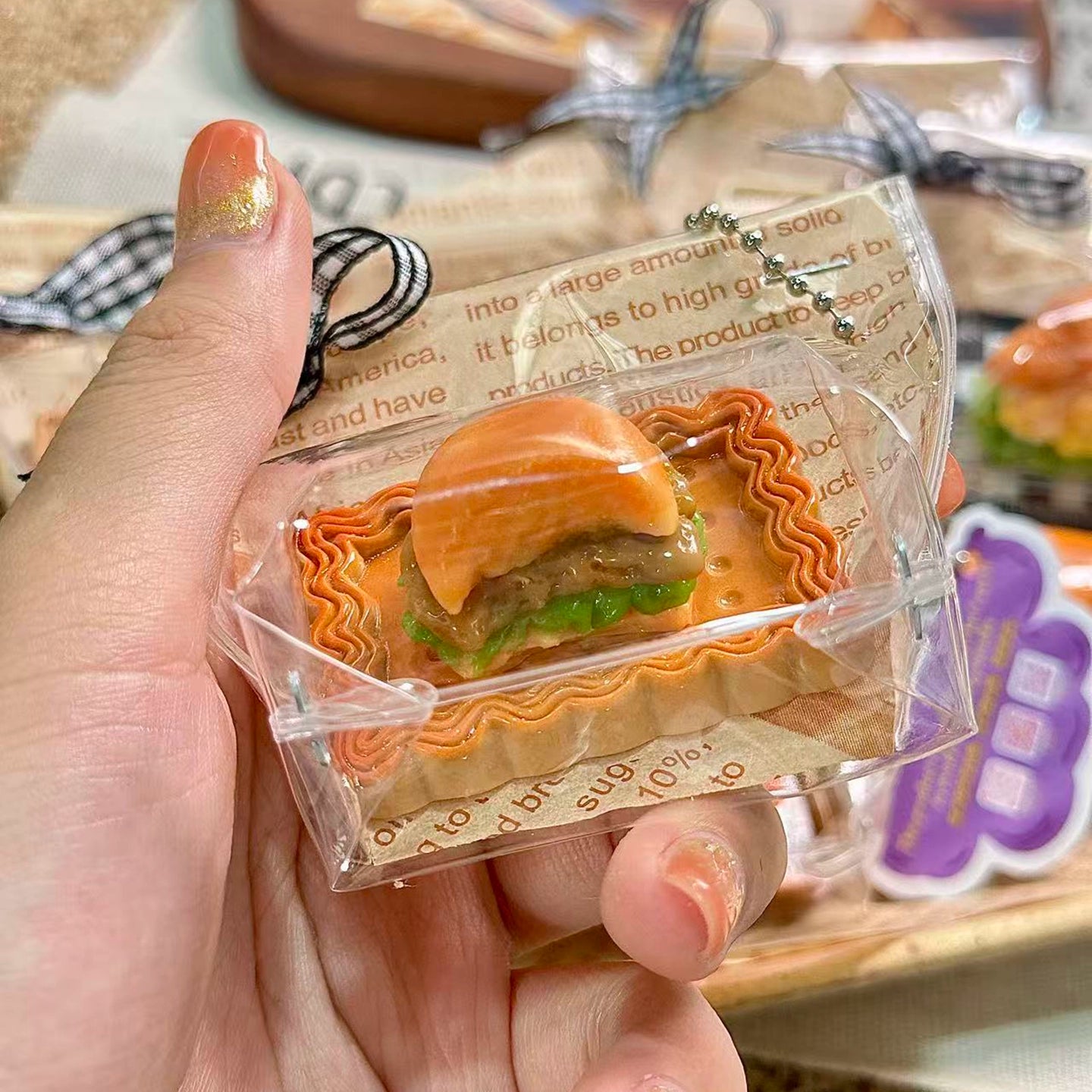 1A【Mini Pumpkin Burger 】Inedible Handmade Silicone Squishy Toy